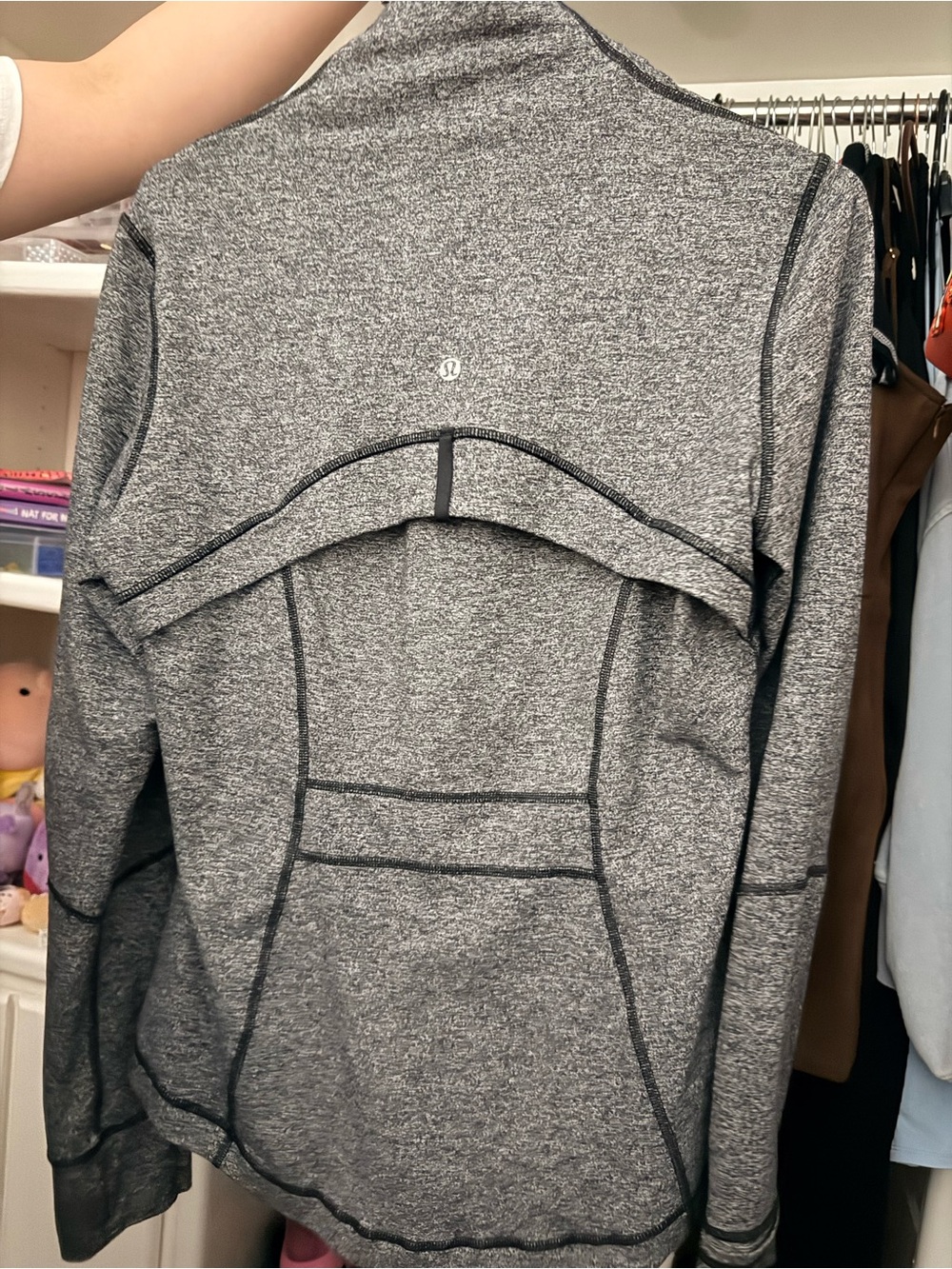 lululemon athletica Heathered Gray Full-Zip Jacket with Black Stitching - Picture 2 of 3